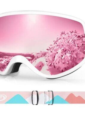 Kids Ski Goggles Anti Fog UV400 Snowboard Goggles Helmet Compatible